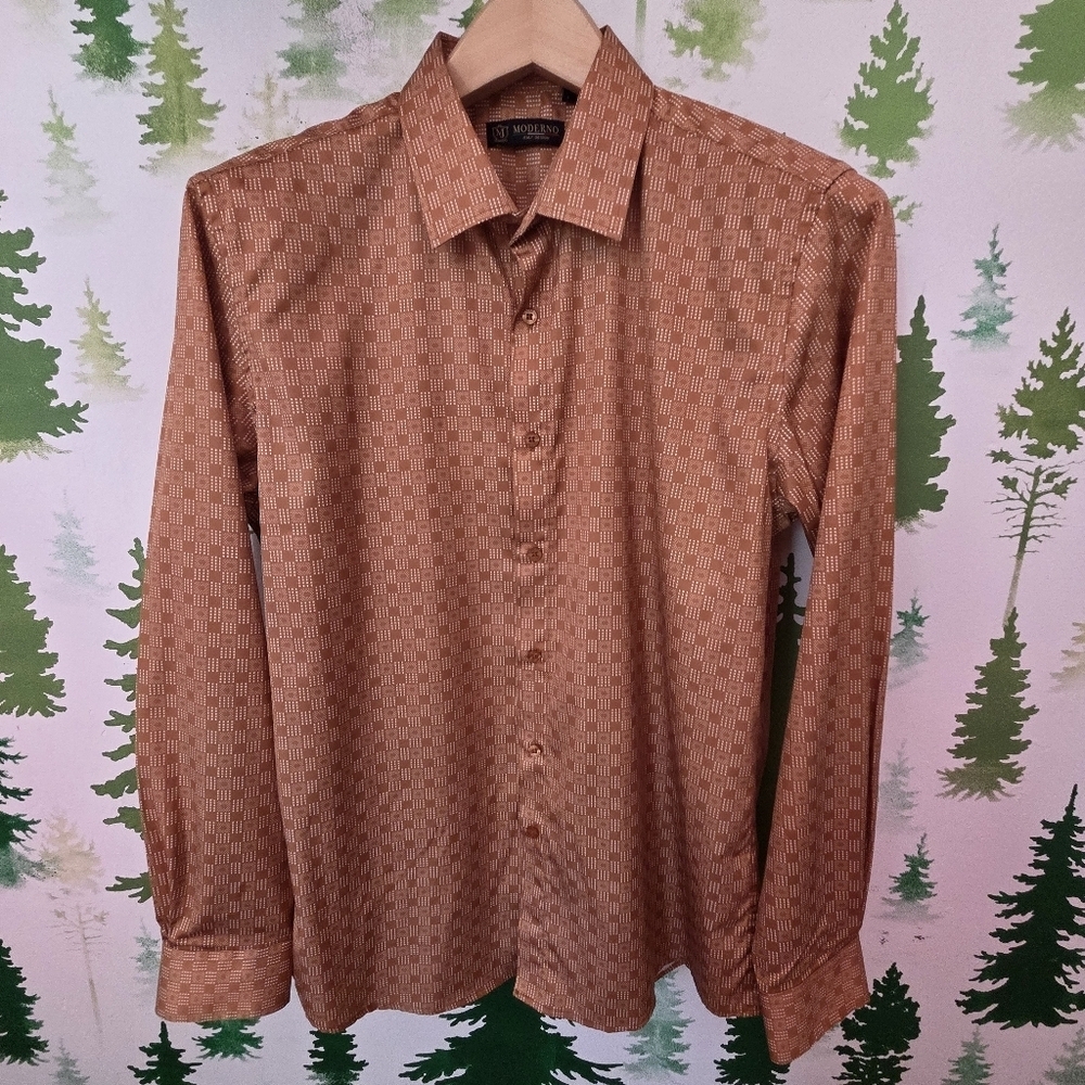 Men's Moderno Golden Brown Patterned Shirt